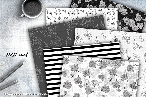 Roses seamless digital patterns in Patterns - product preview 2