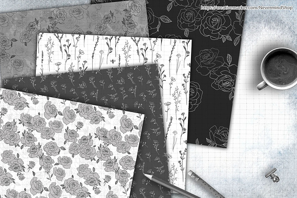Roses seamless digital patterns in Patterns - product preview 3