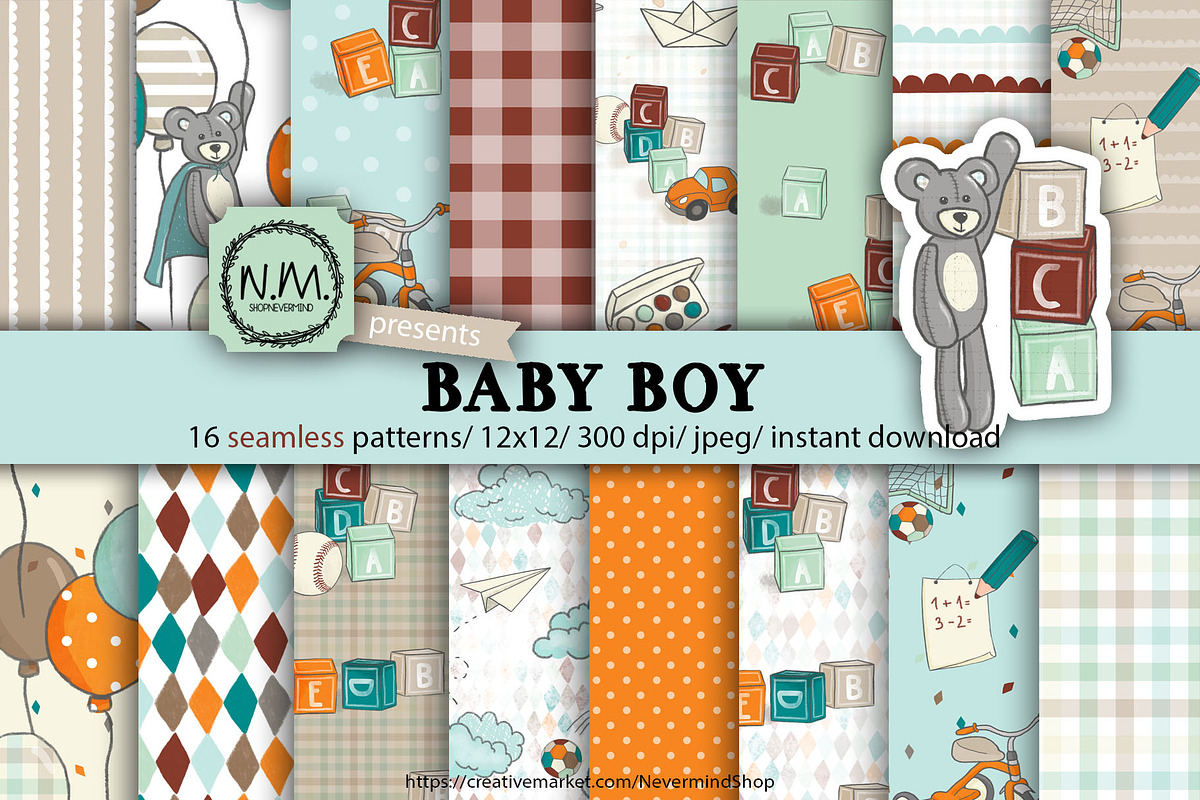 Baby Boy digital papers in Patterns - product preview 8