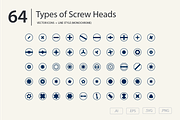Screw Heads Icon Set