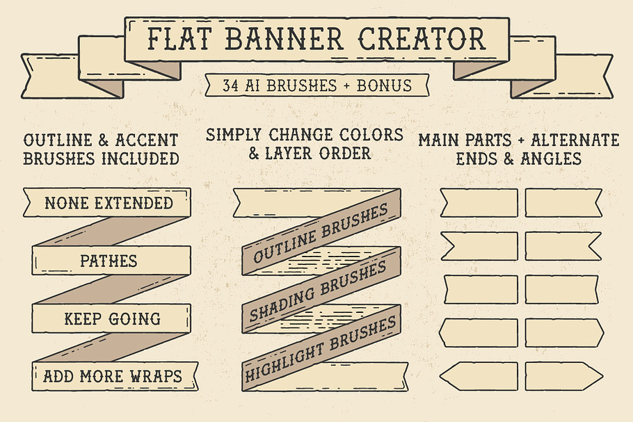 Flat Banner Creator for Illustrator in Photoshop Brushes - product preview 8