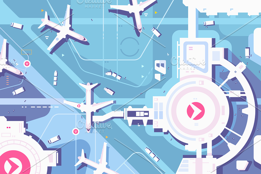 Terminal airport and runway in Illustrations - product preview 8