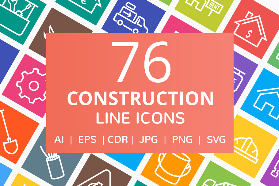 76 Construction Line Icons in Graphics - product preview 8