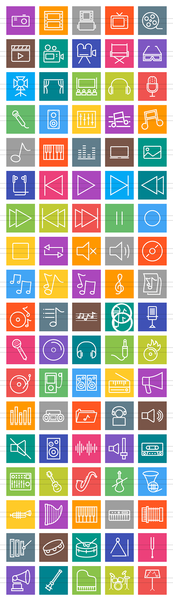 90 Music & Multimedia Line Icons in Graphics - product preview 1
