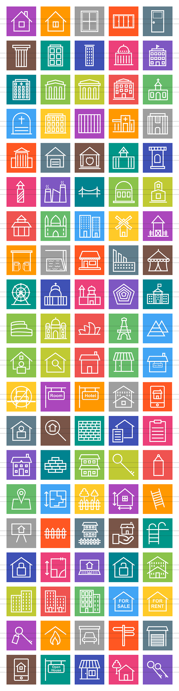 100 Building & Landmarks Line Icons in Icons - product preview 1
