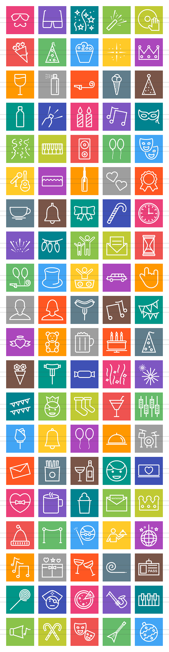 100 Party Line Multicolor B/G Icons in Graphics - product preview 1