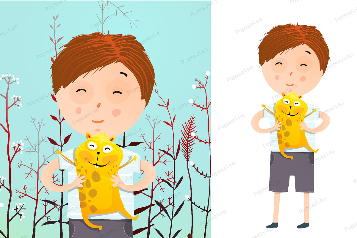 Boy Portrait with Hamster in Illustrations - product preview 8