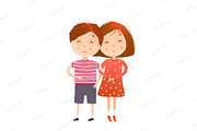 Red Head Girl and Boy Holding Hands