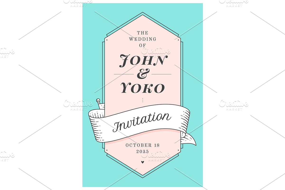 Vintage wedding invitation in Illustrations - product preview 8