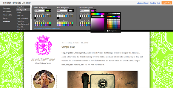 Tea & Crumpets Blogger Template in Themes - product preview 1