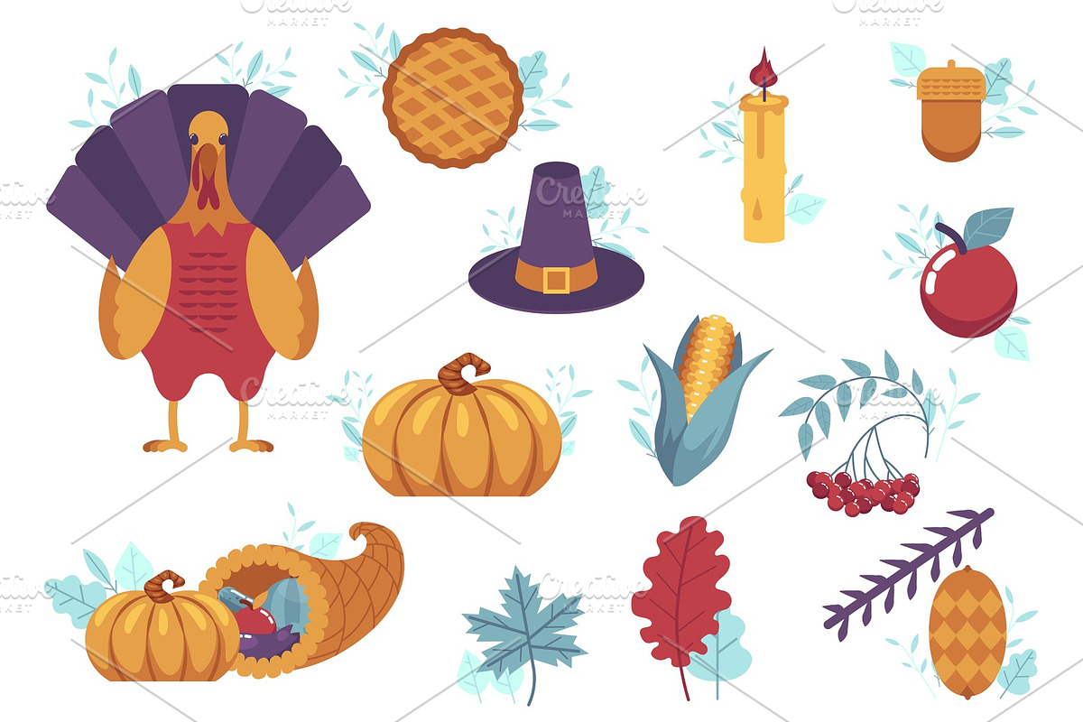 Vector set of flat thanksgiving in Illustrations - product preview 8