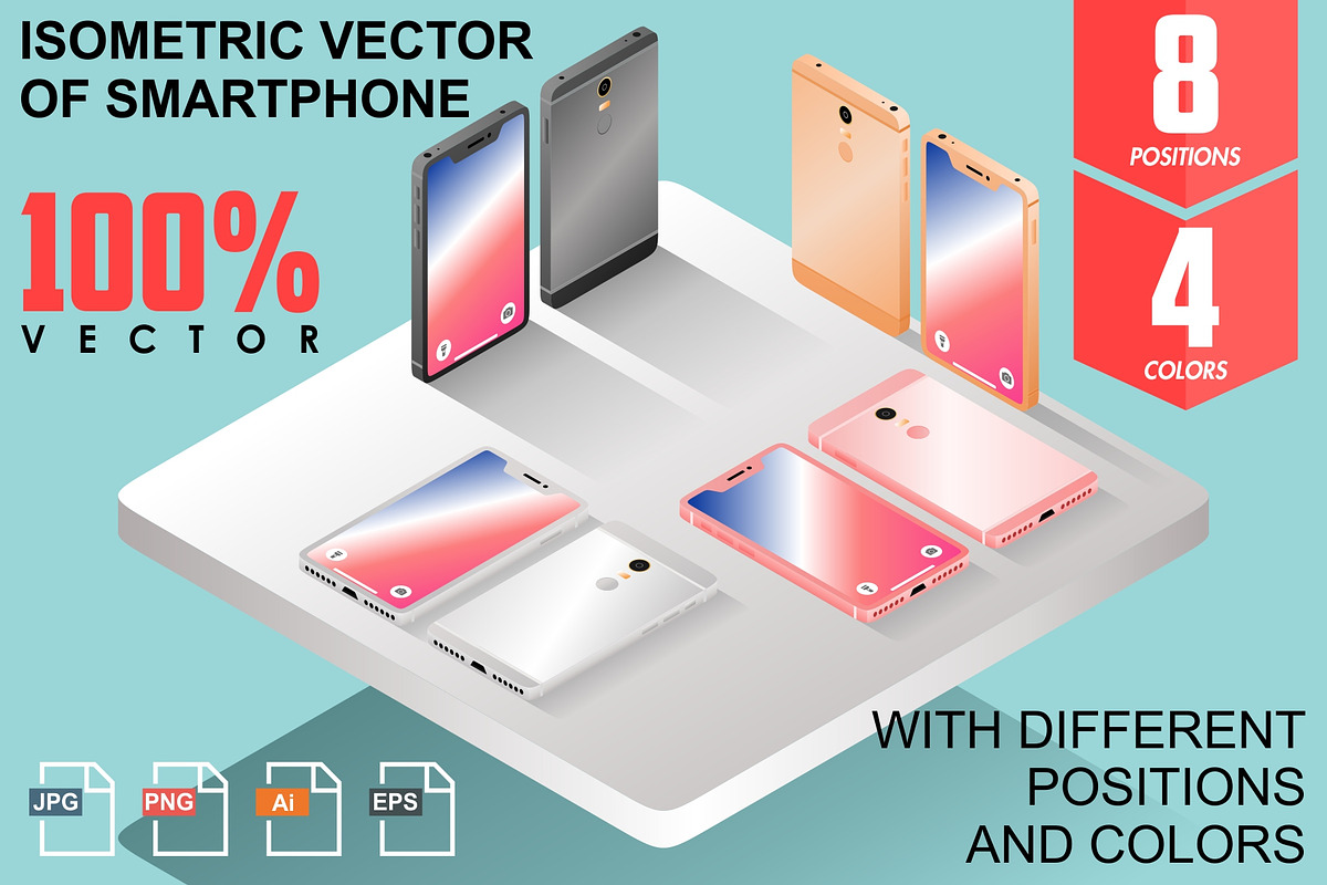 Isometric Vector of Smartphone in Graphics - product preview 8