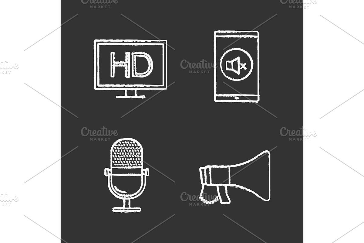 Cinema chalk icons set in Icons - product preview 8