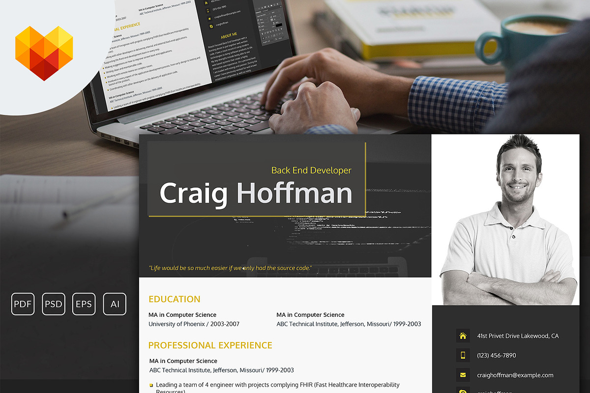Back End Developer Resume in Resume Templates - product preview 8