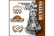 duck hunting - hunter and dog in