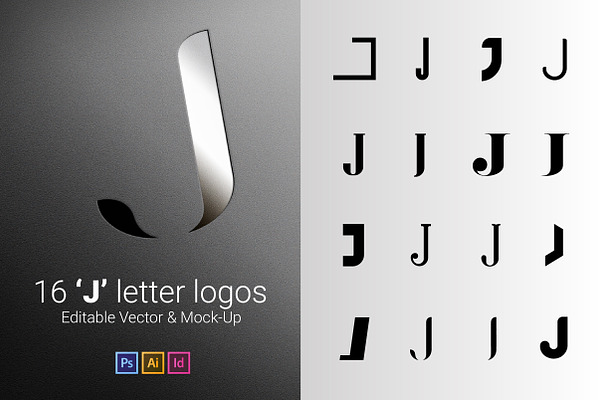 16 J Letter Logos - Vector & Mock-Up