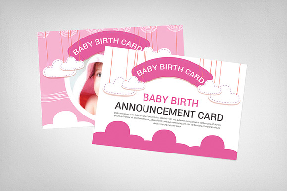 Boy Girl Baby Birth Announcement in Postcard Templates - product preview 1