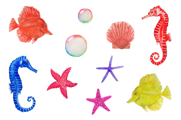 Sea Clipart Watercolor in Illustrations - product preview 3