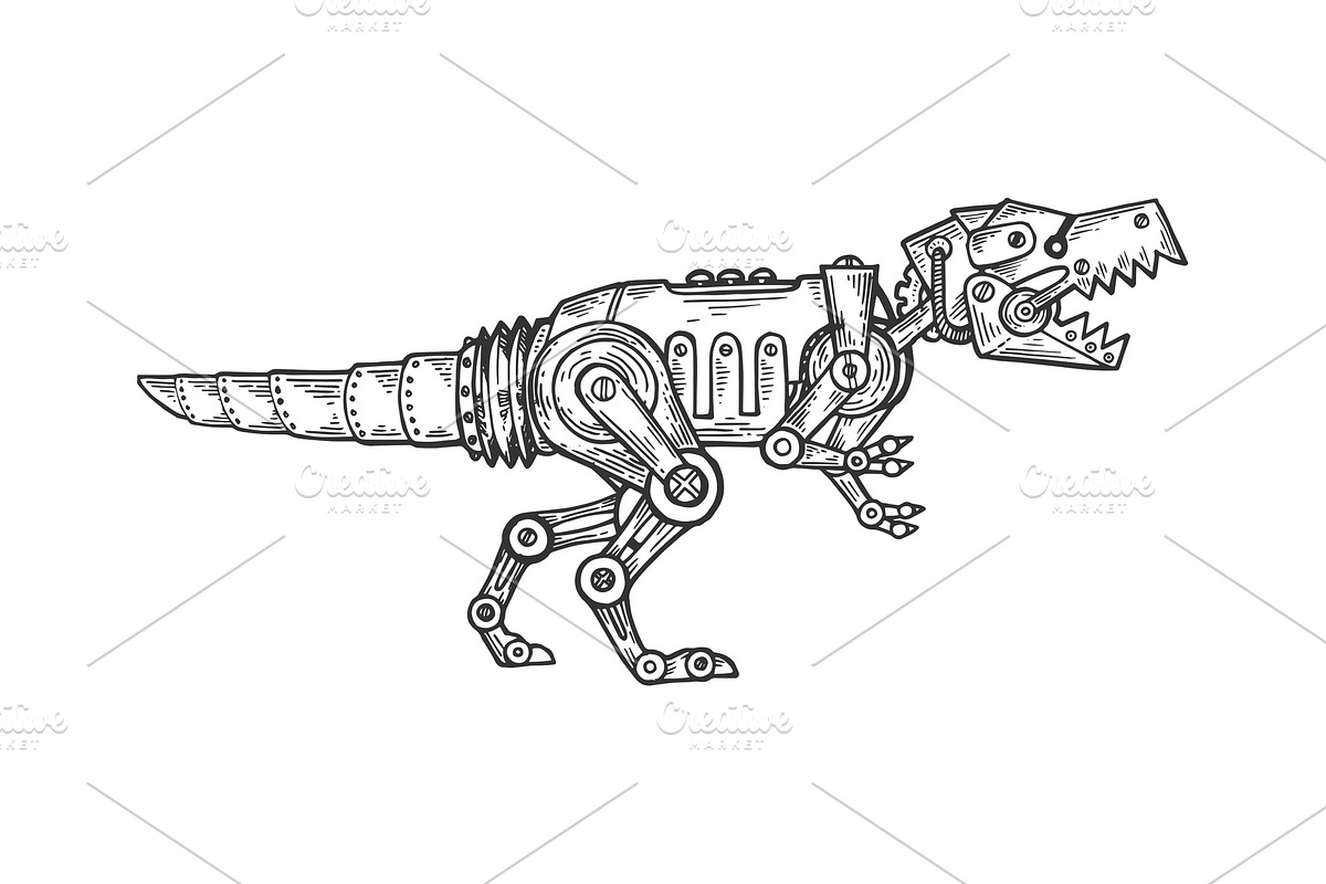 Mechanical dinosaur animal vector in Illustrations - product preview 8