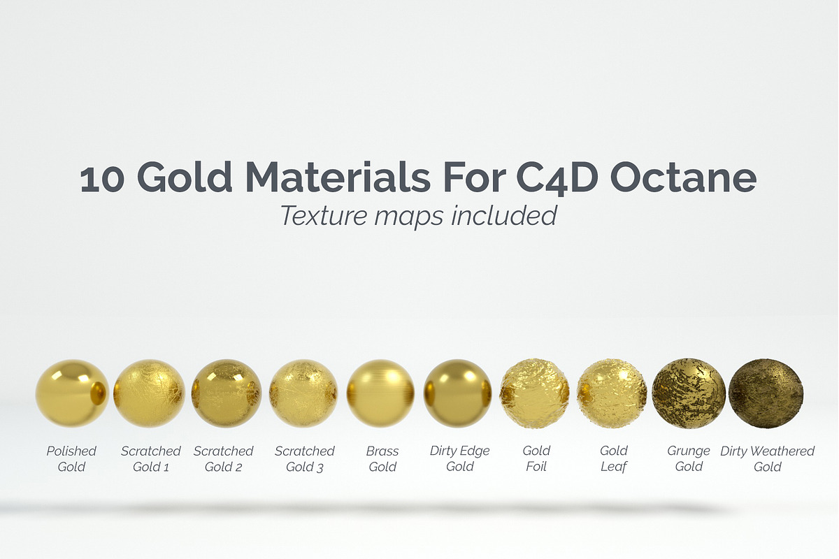10 Gold Materials For Cinema4D Octan in Man-Made - product preview 8