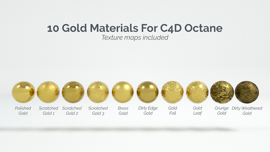10 Gold Materials For Cinema4D Octan in Man-Made - product preview 1