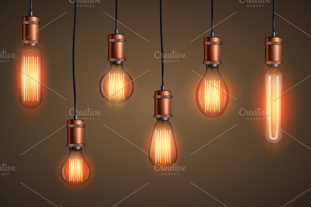 Retro edison light bulb set in Objects - product preview 8