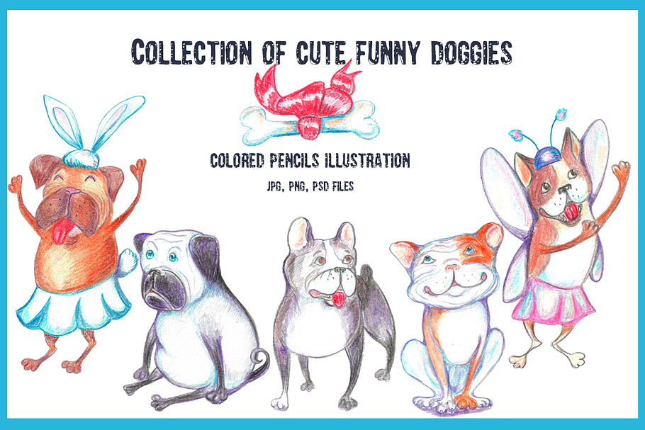 Collection of cute funny doggies. in Illustrations - product preview 8