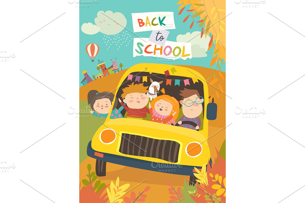 Children on the way to school in Illustrations - product preview 8