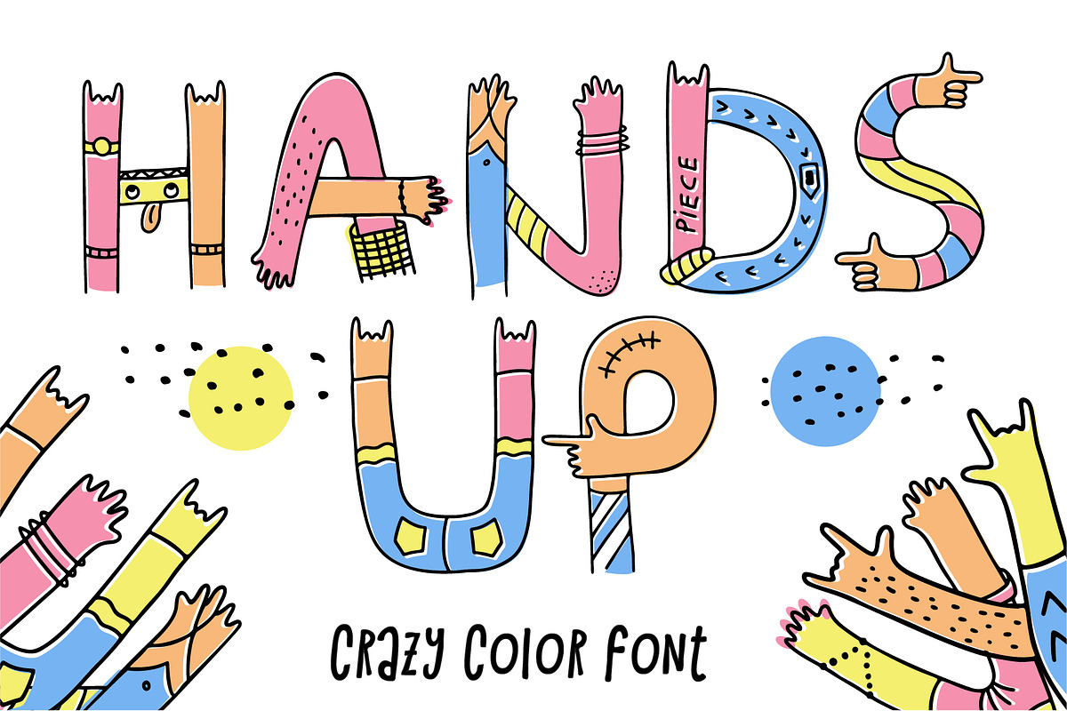Hands up crazy color font in Display Fonts - product preview 8