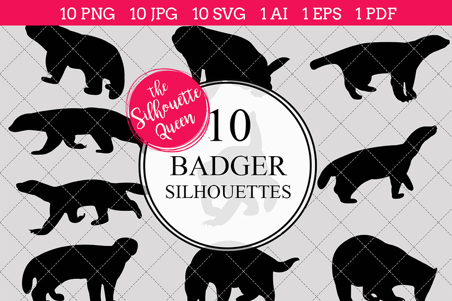 Badger Silhouette Clipart Clip Art  in Objects - product preview 8
