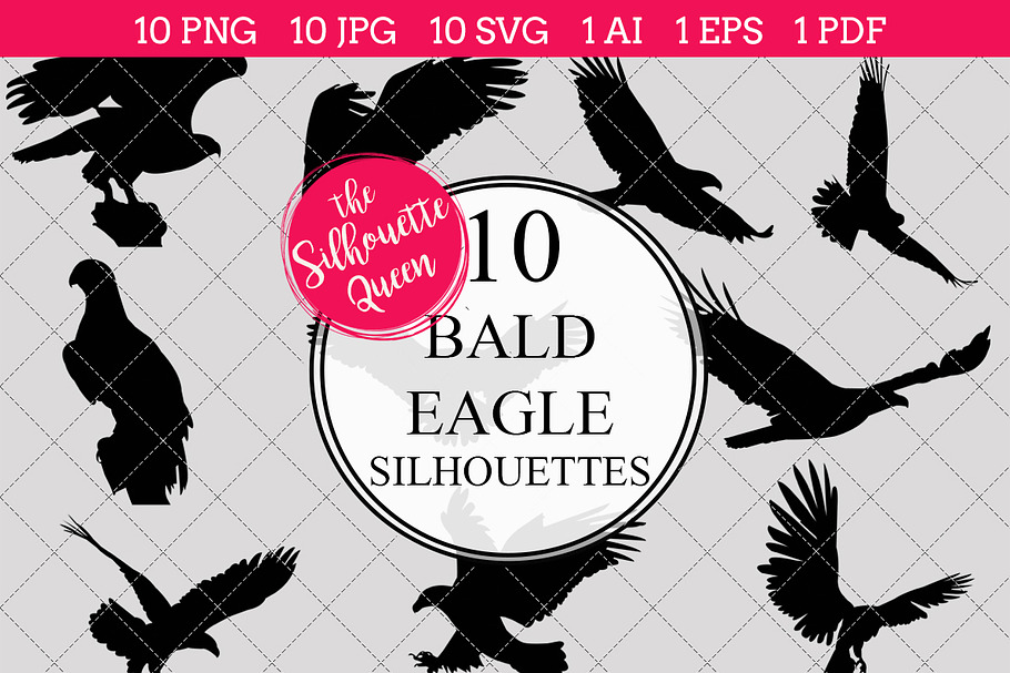 Bald Eagle Silhouette Clipart Clip  in Objects - product preview 8