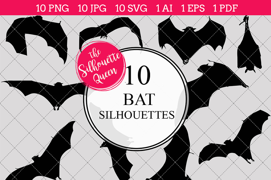 Bat Silhouette Clipart Clip Art  in Objects - product preview 8