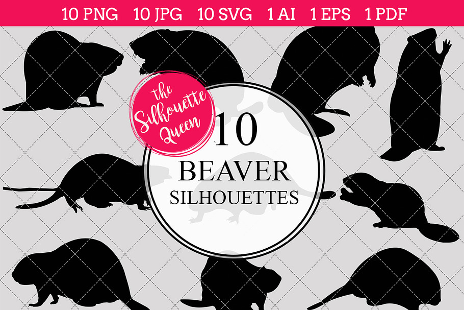 Beaver Silhouette Clipart Clip Art  in Objects - product preview 8