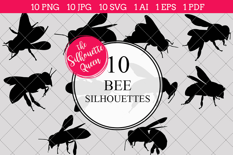 Bee Silhouette Clipart Clip Art in Objects - product preview 8