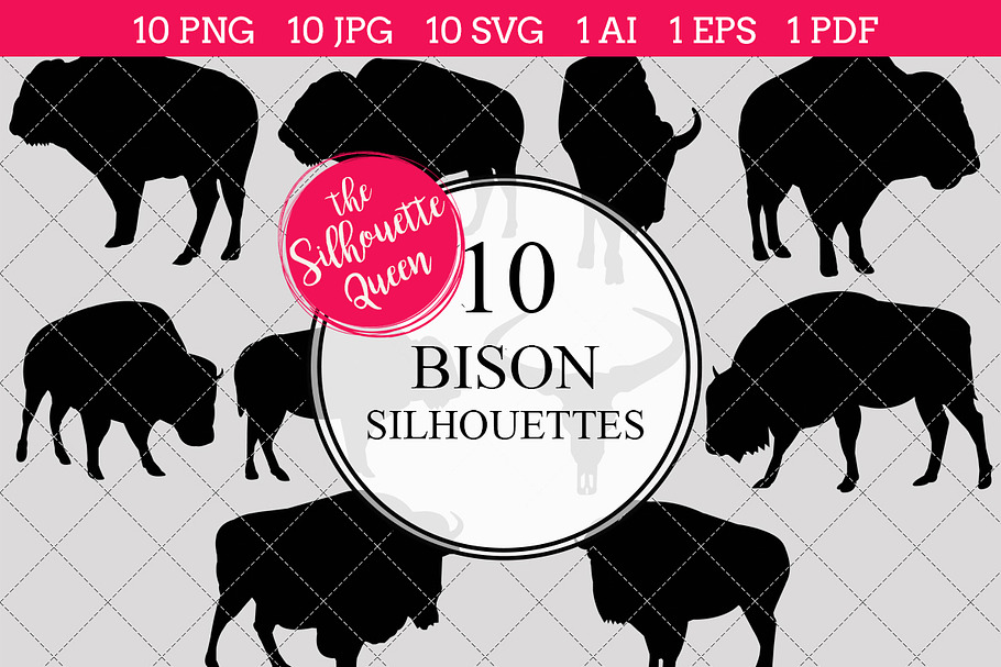 Bison Silhouette Clipart Clip Art in Objects - product preview 8