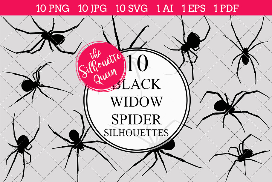 Black Widow Spider Silhouette Clipar in Objects - product preview 8