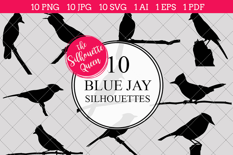 Blue Jay Silhouette Clipart Clip Art in Objects - product preview 8