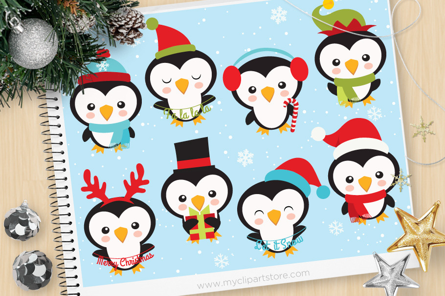 Little Christmas Penguins Clipart