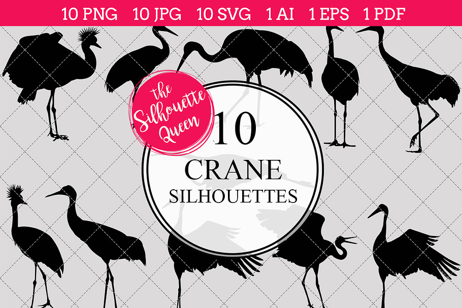 Crane Bird Silhouette Clipart Clip  in Objects - product preview 8