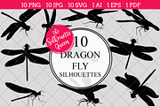 Dragon Fly Silhouette Clipart Vector