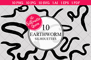 Earthworm Silhouette Clipart Vector