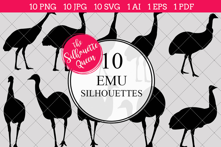 Emu bird Silhouette Clipart Vector