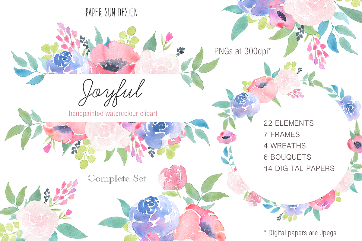 Joyful Rose - Floral Clipart  in Illustrations - product preview 8