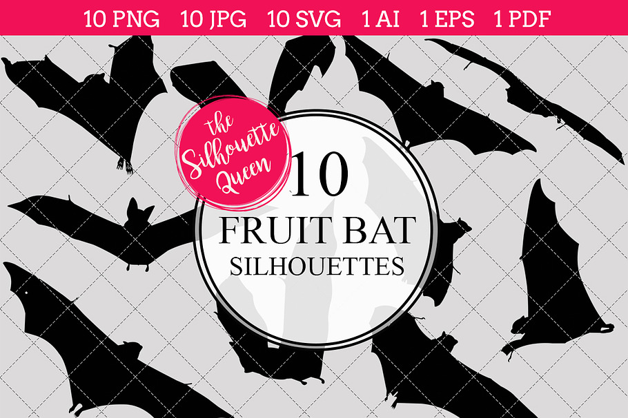 Fruit Bat Silhouette Clipart Vector in Objects - product preview 8