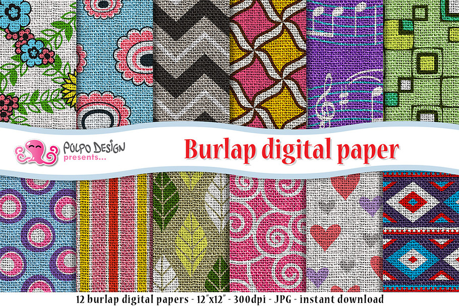 Patterned Burlap Digital Papers in Patterns - product preview 8