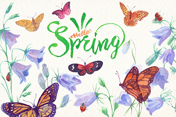 spring bundle watercolor clipart in Illustrations - product preview 6