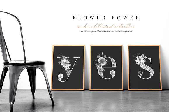 FLOWER POWER botanical illustrations in Illustrations - product preview 1