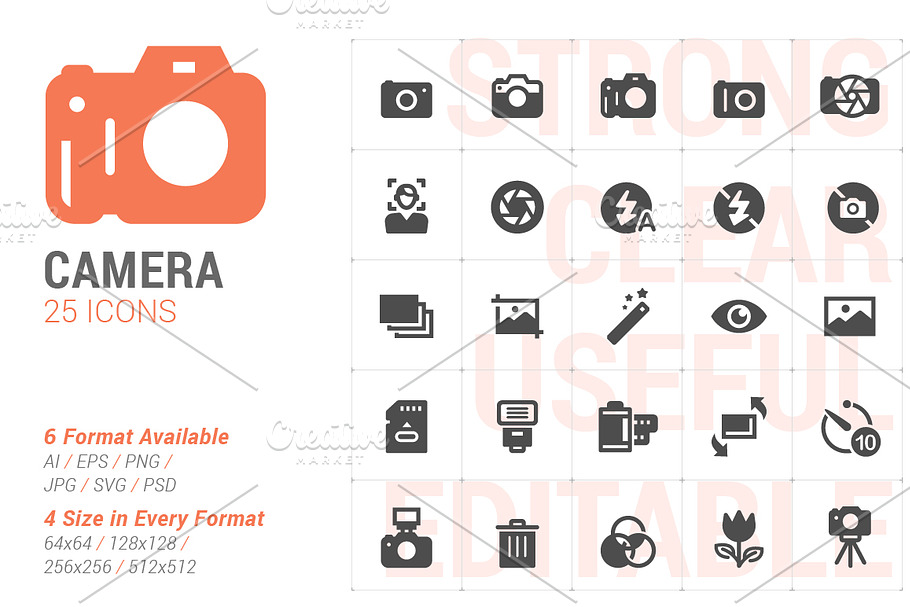 Camera Filled Icon in Graphics - product preview 8