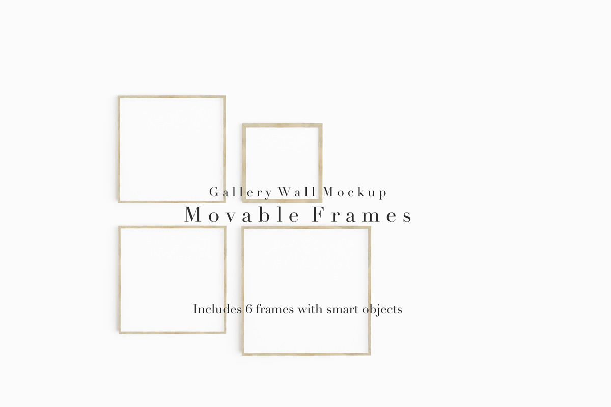 Movable Square Wooden Frames Mockup in Graphics - product preview 8