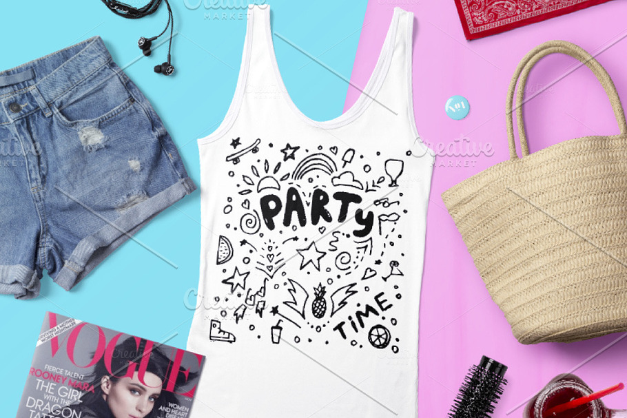 Hand drawn lettering - Party time in Illustrations - product preview 8